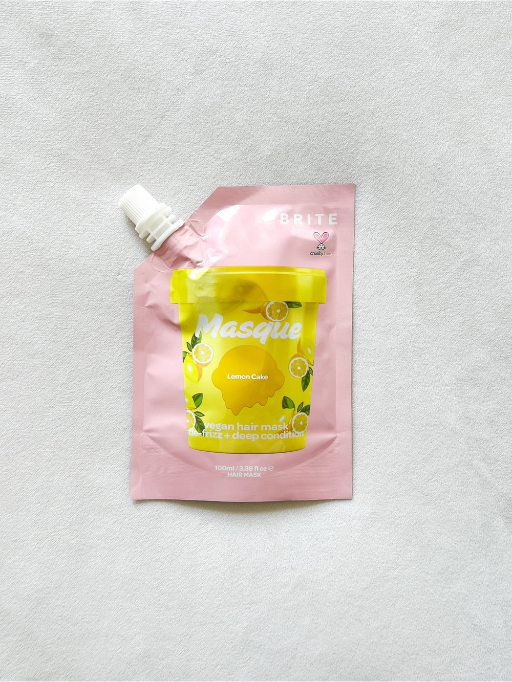 BRITE Masque Lemon Cake Vegan Hair Mask — Pink & Yellow Nourishing Treatment